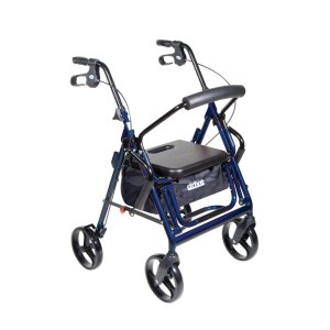 Drive Medical Duet 2-in-1 Folding Transport Wheelchair and Rollator Walker with 8" Wheels